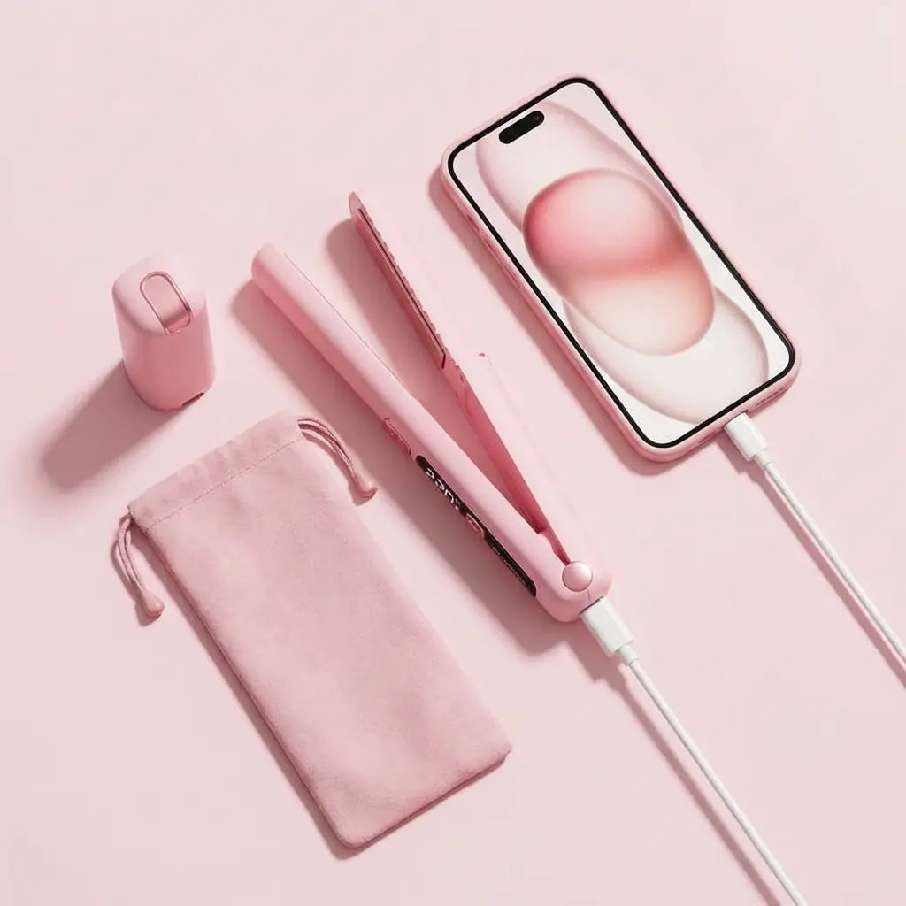 Mini lisseur rose 20cm léger voyage bureau